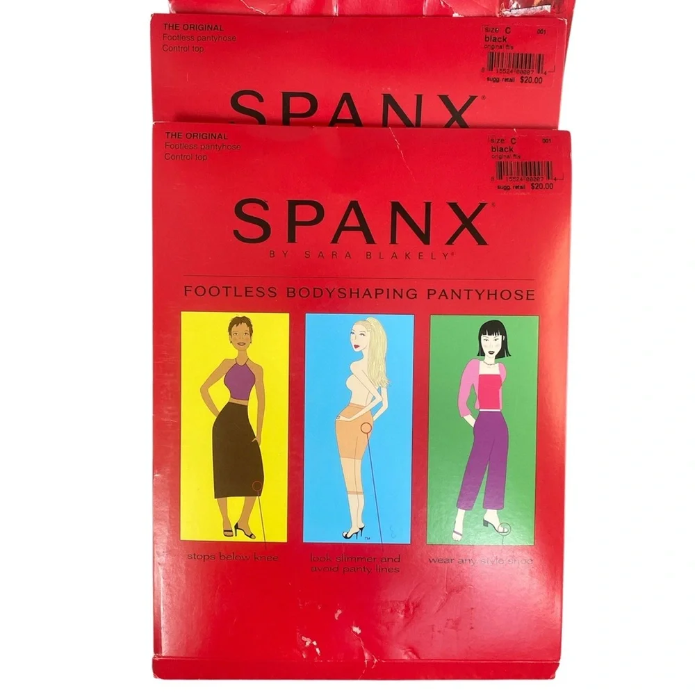 Spanx Original Footless Bodyshaping Pantyhose Size C Black Sara Blakey